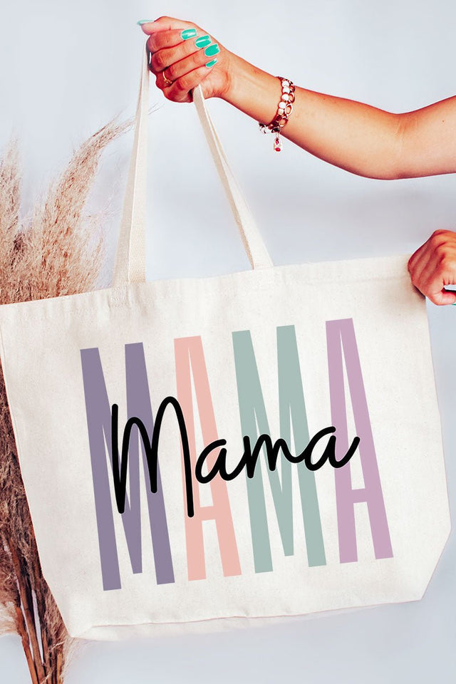 Block Script Mama Canvas Jumbo Tote - Wholesale Accessory Market