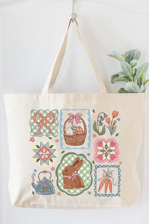 Blossom Bunny Patch Canvas Jumbo Tote - Wholesale Accessory Market