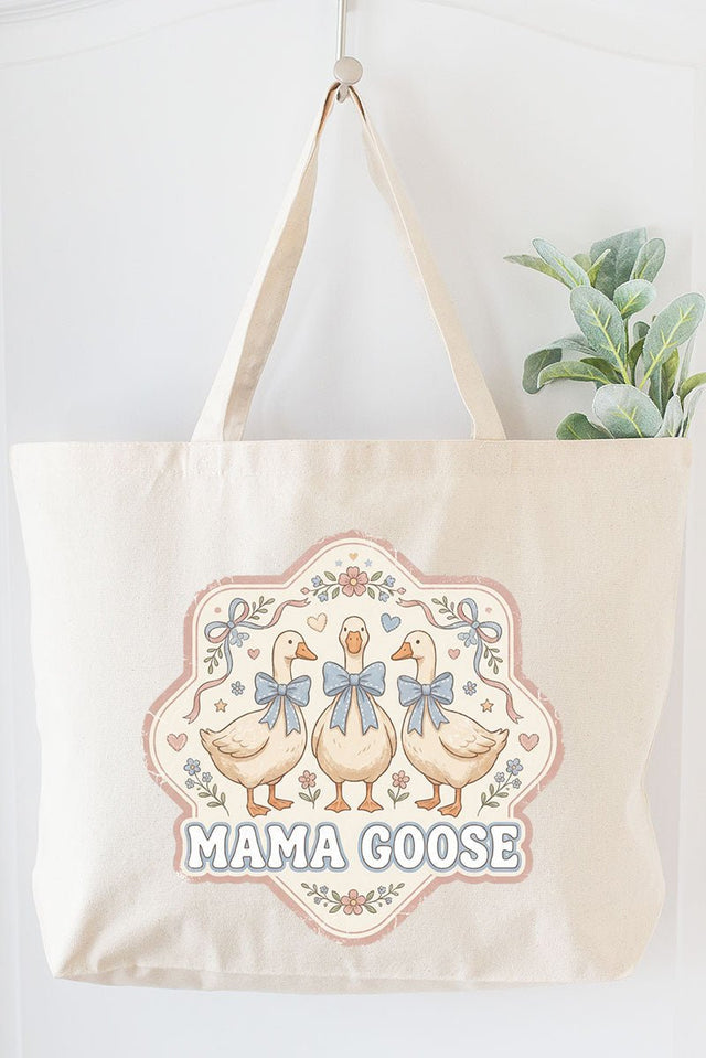 Blue Bow Mama Goose Canvas Jumbo Tote - Wholesale Accessory Market