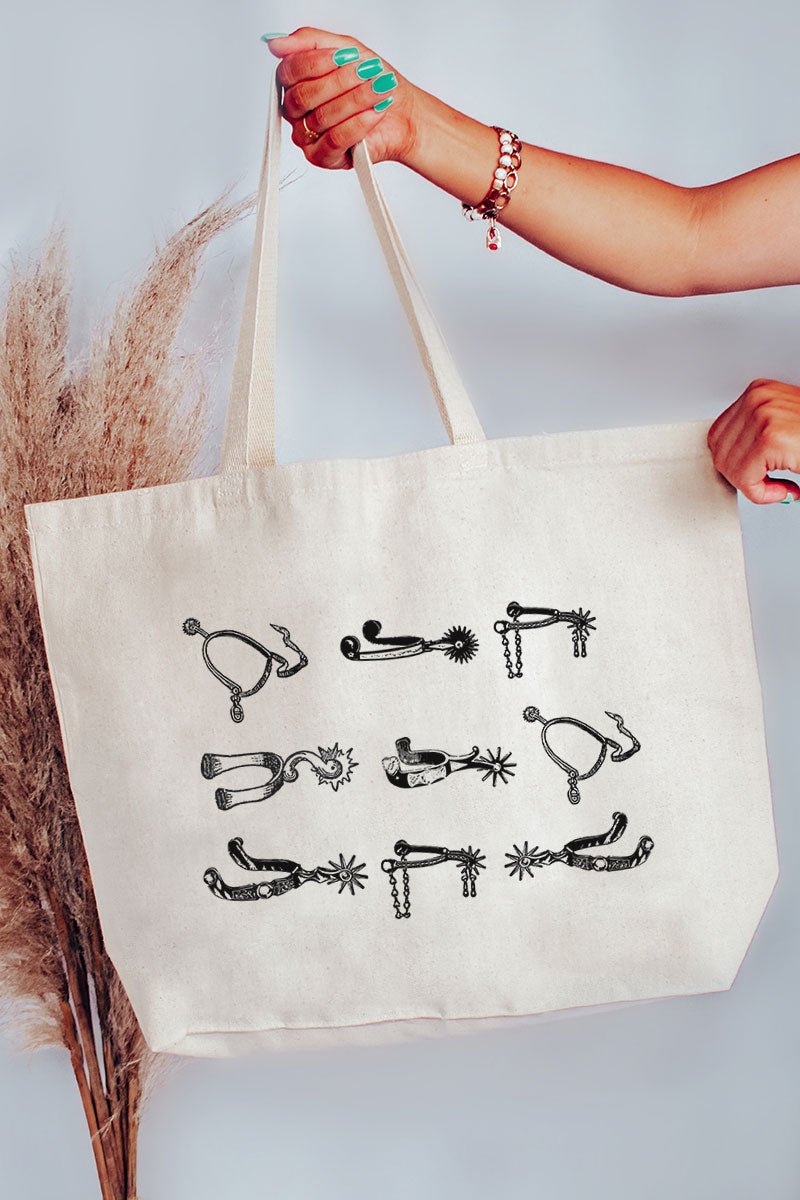 Boot Spurs Canvas Jumbo Tote - Wholesale Accessory Market