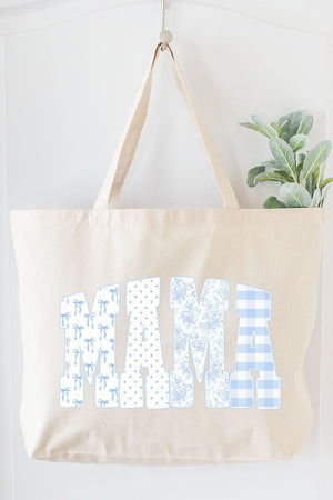Bow And Blue Mama Canvas Jumbo Tote - Wholesale Accessory Market