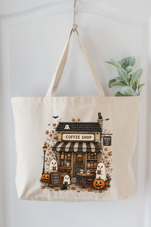Brew & Boo Coffee Shop Canvas Jumbo Tote - Wholesale Accessory Market