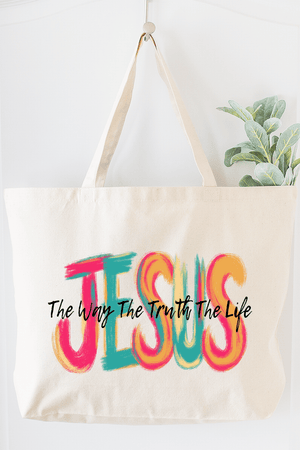 Brushstroke Jesus Canvas Jumbo Tote - Wholesale Accessory Market