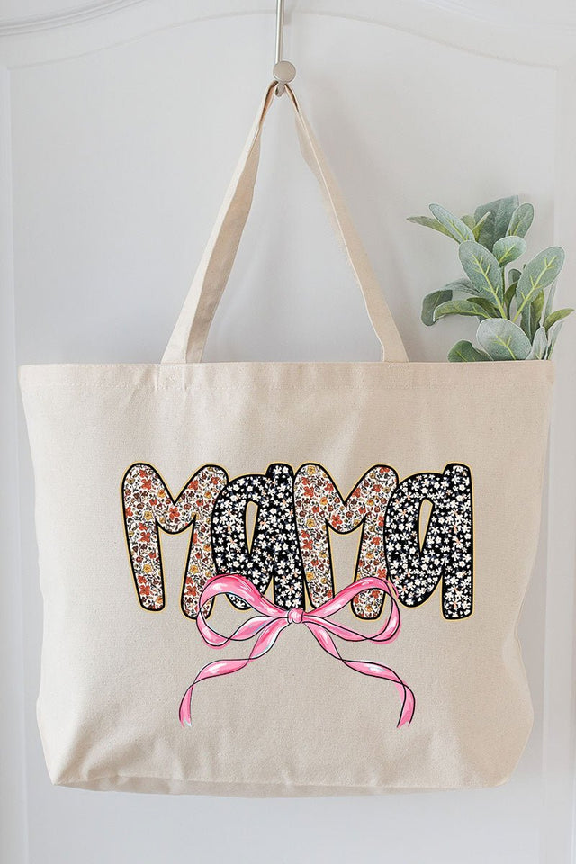 Bubble Mama Ribbon Canvas Jumbo Tote - Wholesale Accessory Market