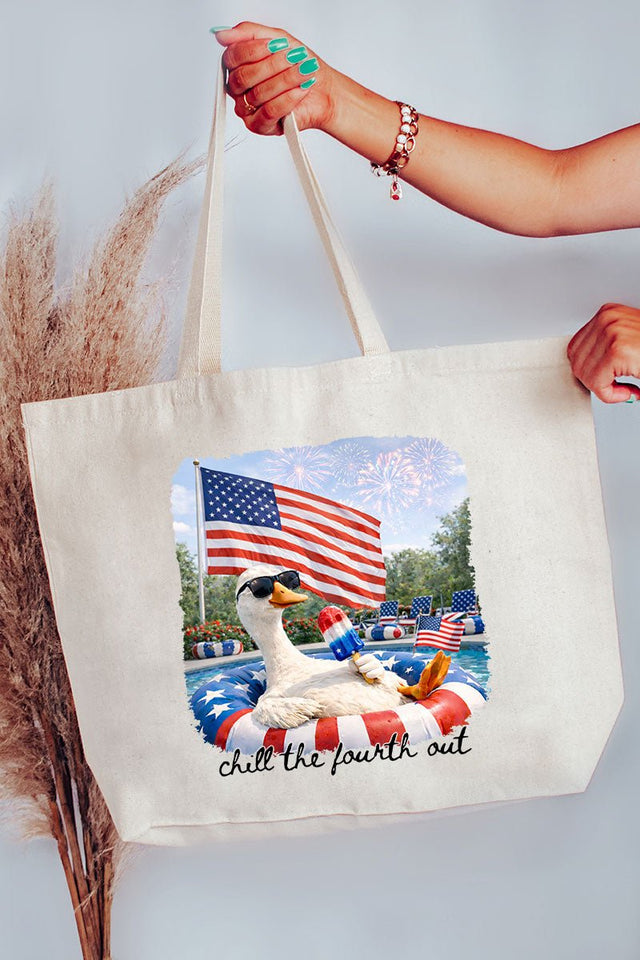 Chill The Fourth Out Canvas Jumbo Tote - Wholesale Accessory Market
