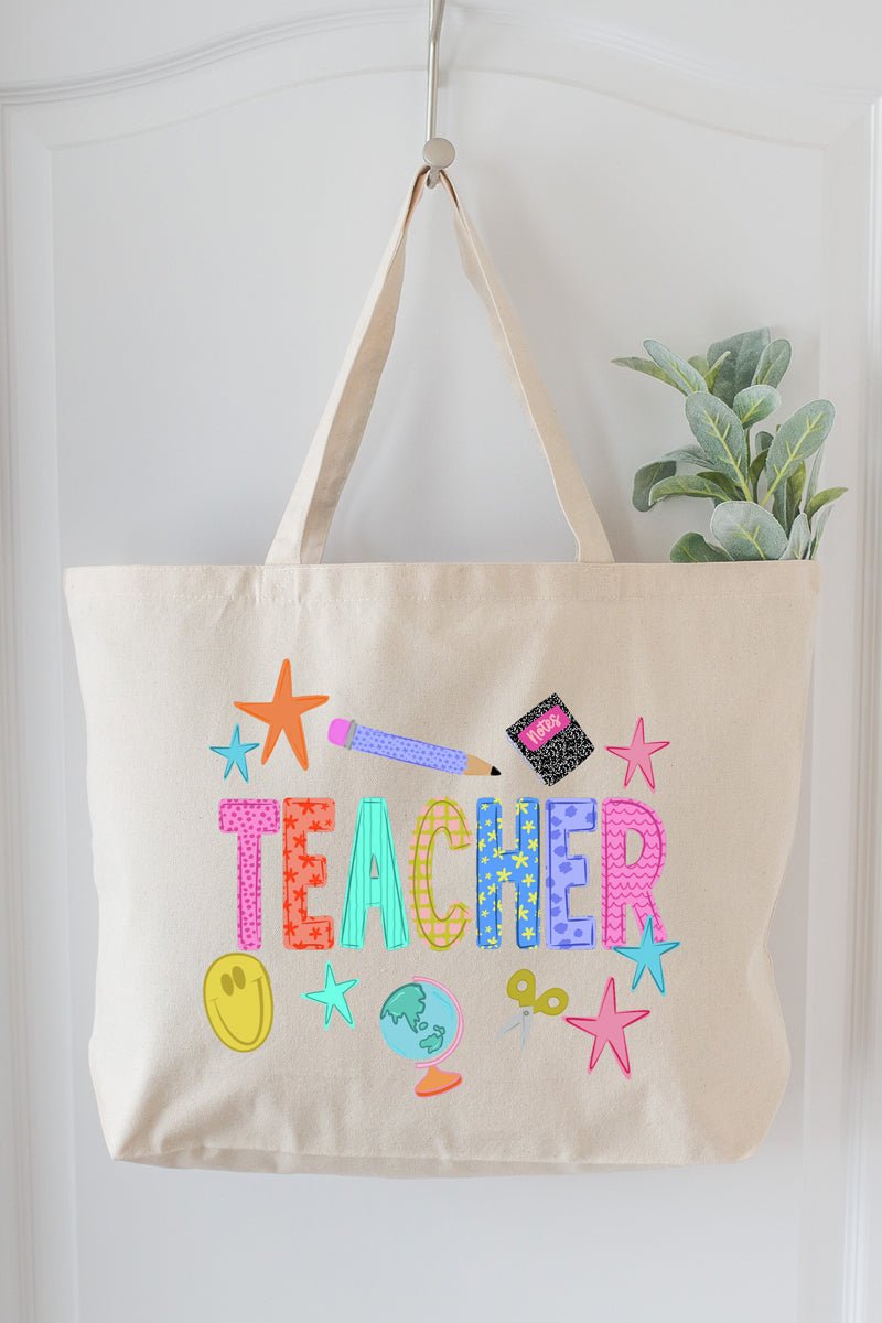 Classroom Charm Canvas Jumbo Tote - Wholesale Accessory Market