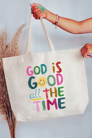 Colorful God Is Good Canvas Jumbo Tote - Wholesale Accessory Market