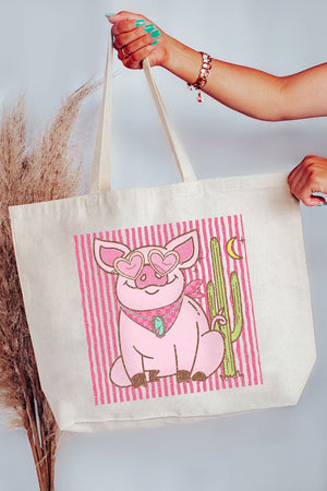 Desert Diva Piggy Canvas Jumbo Tote - Wholesale Accessory Market