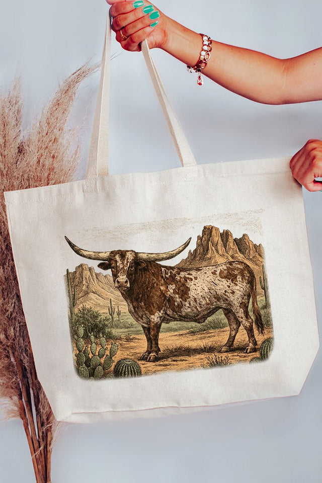 Desert Monarch Longhorn Canvas Jumbo Tote - Wholesale Accessory Market