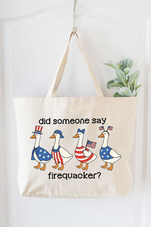 Did Someone Say Firequacker? Canvas Jumbo Tote - Wholesale Accessory Market