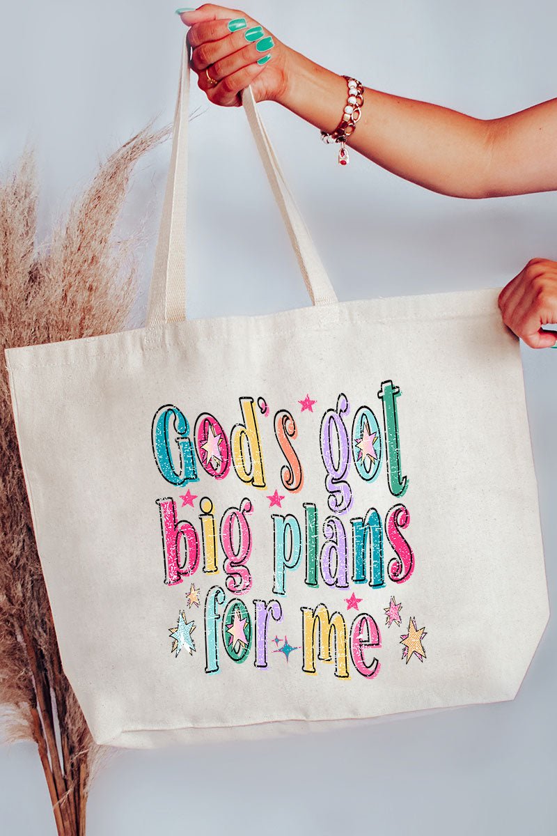 Distressed Big Plans For Me Canvas Jumbo Tote - Wholesale Accessory Market
