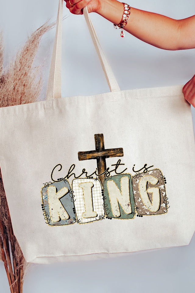 Doodle Christ Is King Canvas Jumbo Tote - Wholesale Accessory Market