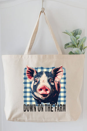 Down On The Farm Pig Canvas Jumbo Tote - Wholesale Accessory Market