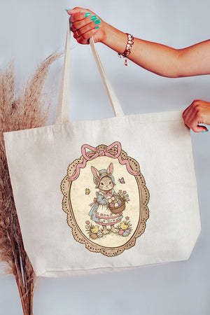 Easter Belle Spring Bunny Canvas Jumbo Tote - Wholesale Accessory Market