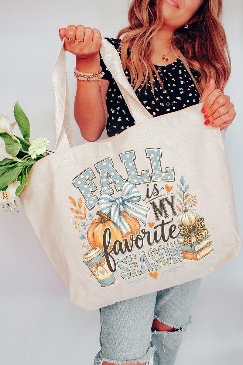 Fall Season Charm Canvas Jumbo Tote - Wholesale Accessory Market