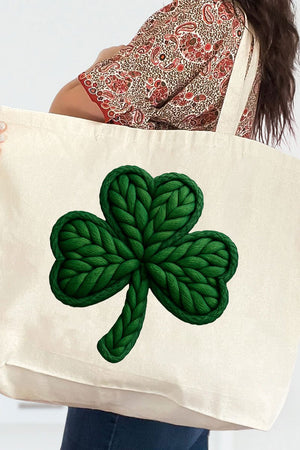 Faux Yarn Clover Canvas Jumbo Tote - Wholesale Accessory Market