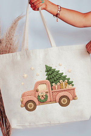 Faux Yarn Holly Jolly Haul Canvas Jumbo Tote - Wholesale Accessory Market