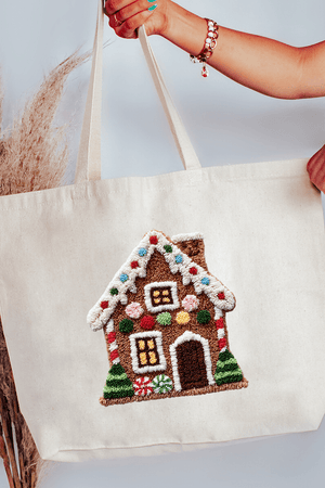 Faux Yarn Merry Manor Canvas Jumbo Tote - Wholesale Accessory Market