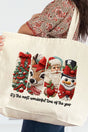 Faux Yarn Most Wonderful Time Canvas Jumbo Tote - Wholesale Accessory Market