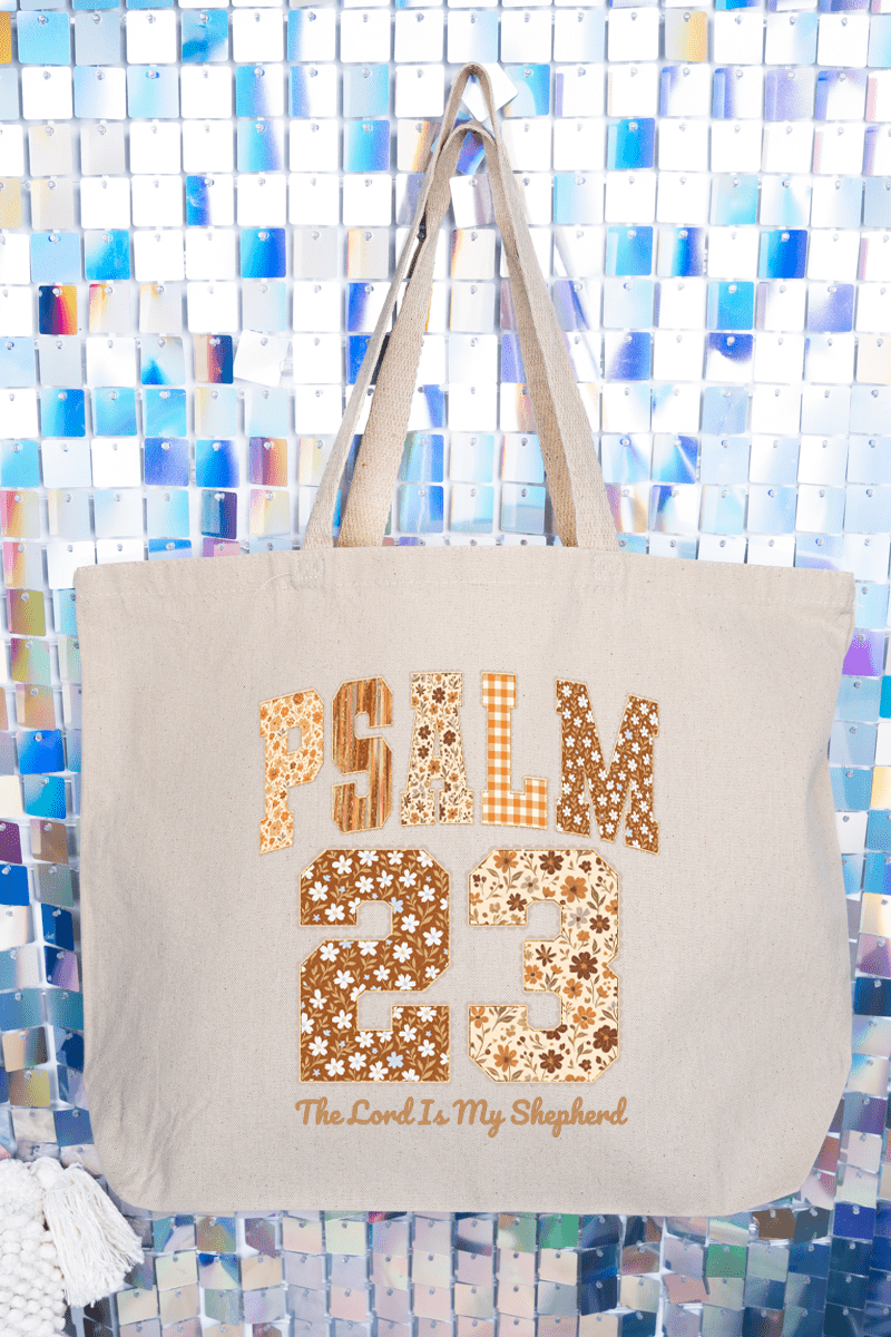 Floral Psalm 23 Canvas Jumbo Tote - Wholesale Accessory Market