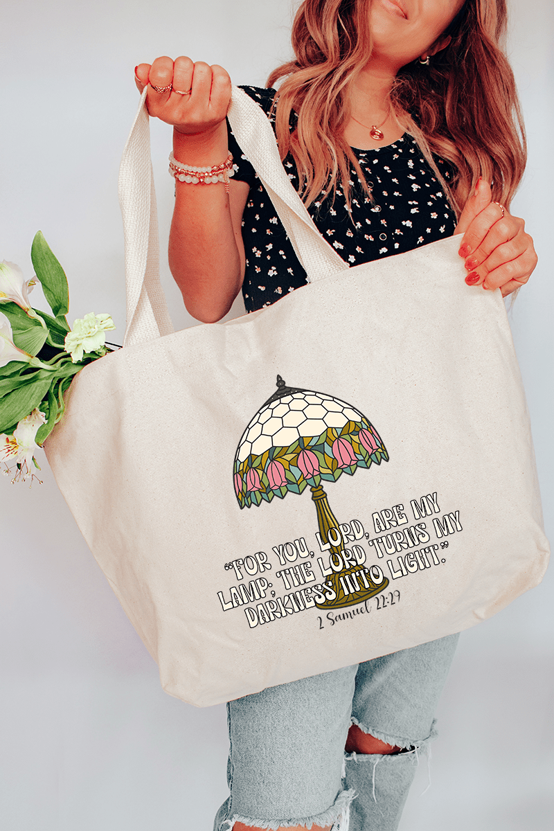 For You, Lord, Are My Lamp Canvas Jumbo Tote - Wholesale Accessory Market