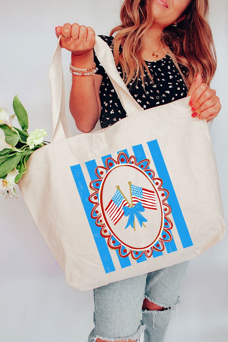 Freedom Flags Forever Canvas Jumbo Tote - Wholesale Accessory Market