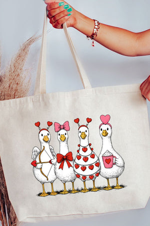 Geese In Love Formation Canvas Jumbo Tote - Wholesale Accessory Market