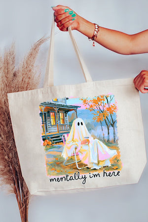 Ghost Mentally I'm Here Canvas Jumbo Tote - Wholesale Accessory Market
