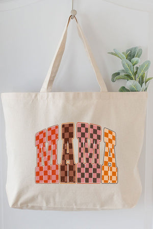 Girlie Check Mama Canvas Jumbo Tote - Wholesale Accessory Market
