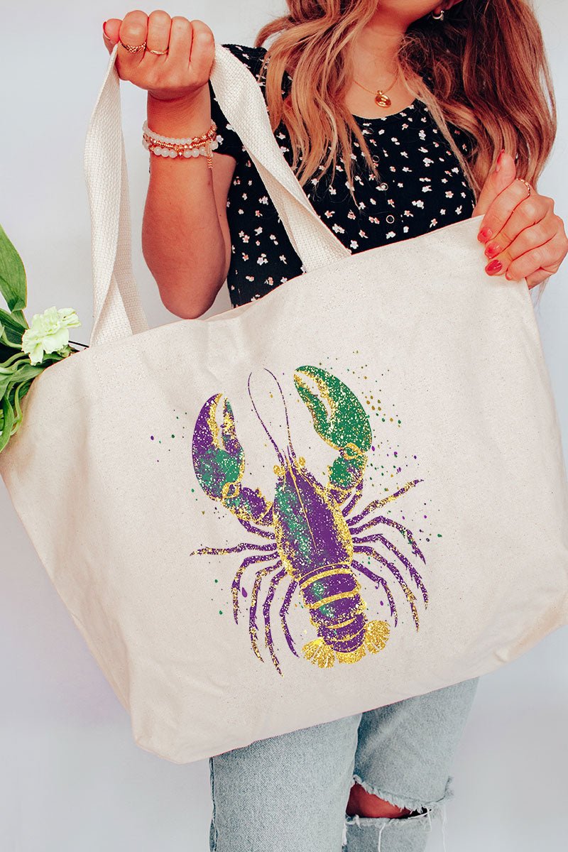 Glitzy Gras Crawfish Canvas Jumbo Tote - Wholesale Accessory Market