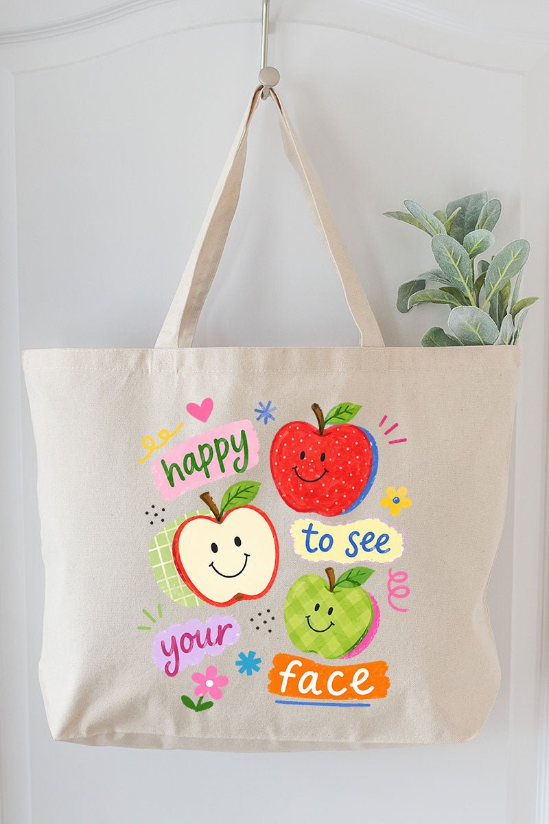 Happy To See Your Face Canvas Jumbo Tote - Wholesale Accessory Market