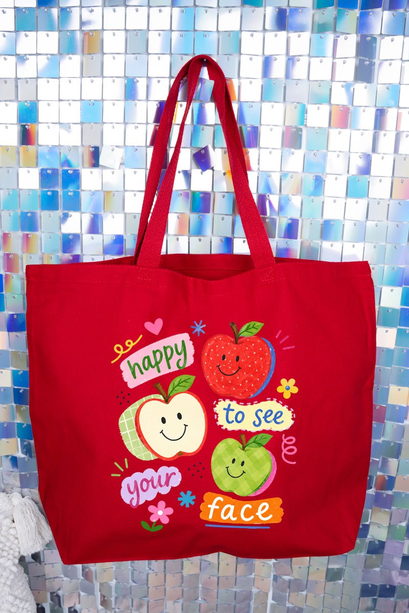 Happy To See Your Face Canvas Jumbo Tote - Wholesale Accessory Market