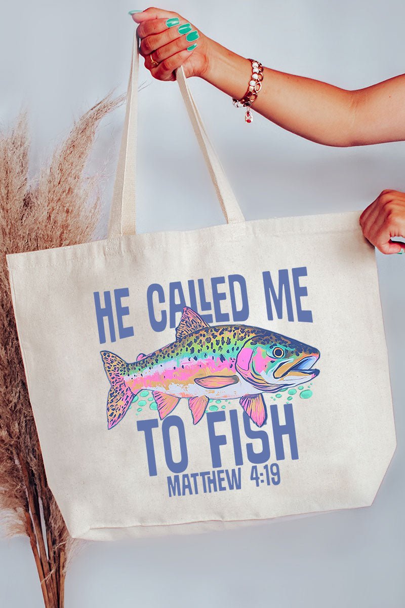 He Called Me To Fish Canvas Jumbo Tote - Wholesale Accessory Market
