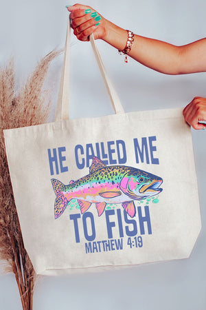 He Called Me To Fish Canvas Jumbo Tote - Wholesale Accessory Market