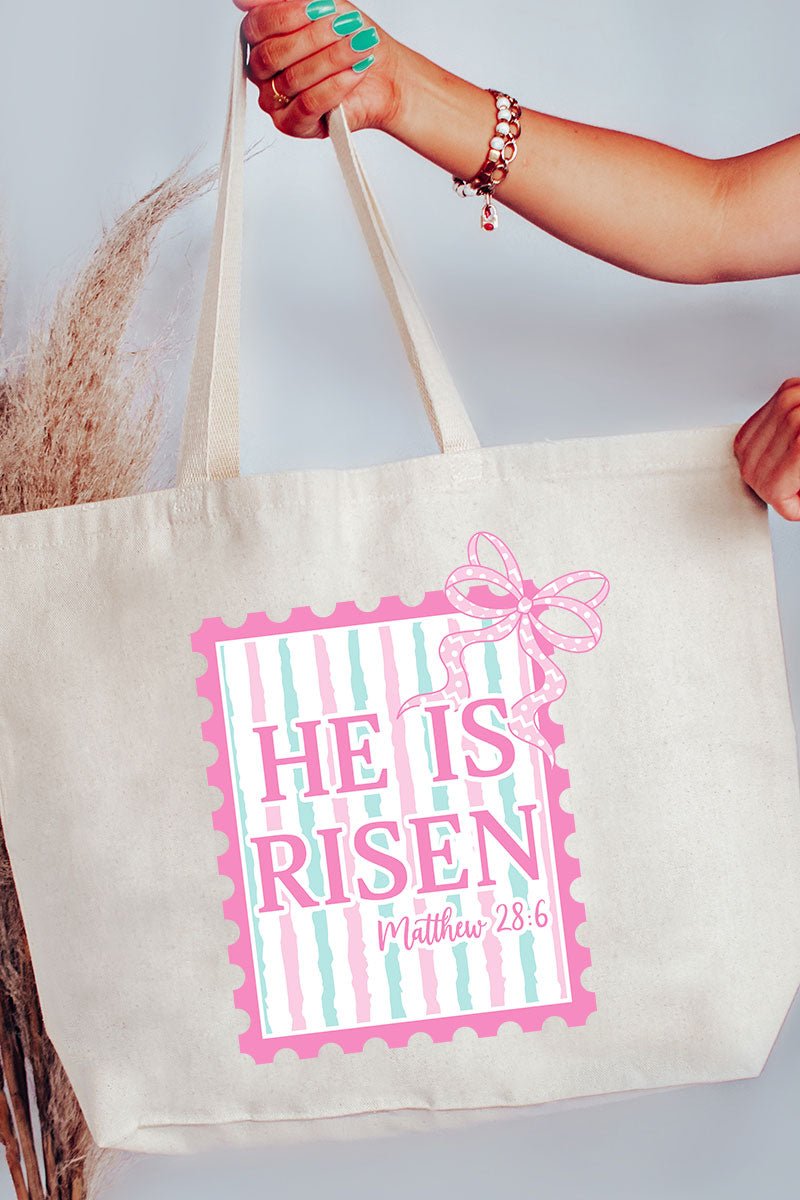 He Is Risen Stamp Canvas Jumbo Tote - Wholesale Accessory Market