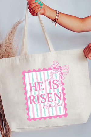 He Is Risen Stamp Canvas Jumbo Tote - Wholesale Accessory Market