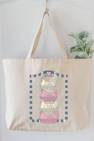 Hen Stack Hearts Canvas Jumbo Tote - Wholesale Accessory Market