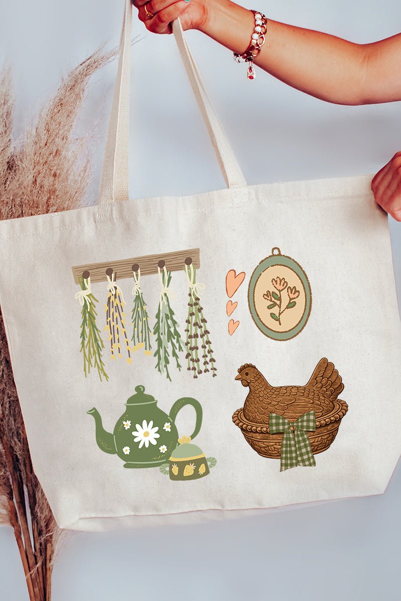 Herbs And Heirlooms Canvas Jumbo Tote - Wholesale Accessory Market