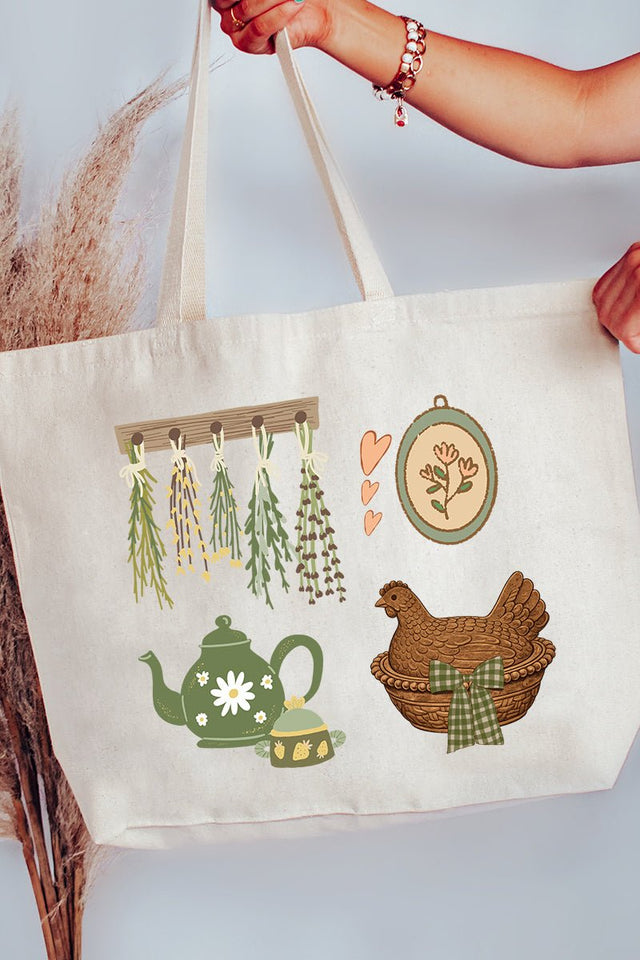 Herbs And Heirlooms Canvas Jumbo Tote - Wholesale Accessory Market