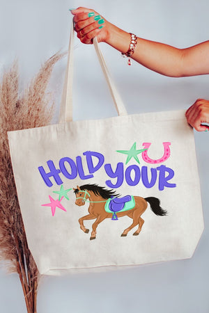 Hold Your Horses Canvas Jumbo Tote - Wholesale Accessory Market