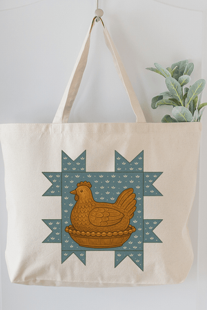 Homestead Hen Canvas Jumbo Tote - Wholesale Accessory Market