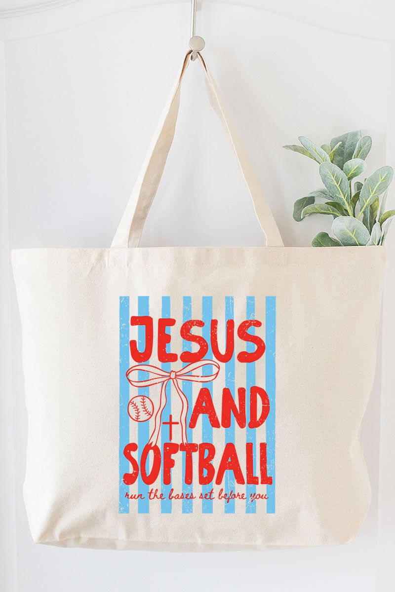 Jesus And Softball Canvas Jumbo Tote - Wholesale Accessory Market