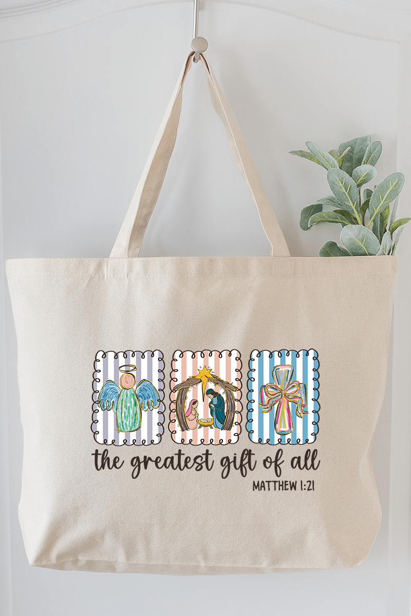 Jesus, Greatest Gift Canvas Jumbo Tote - Wholesale Accessory Market