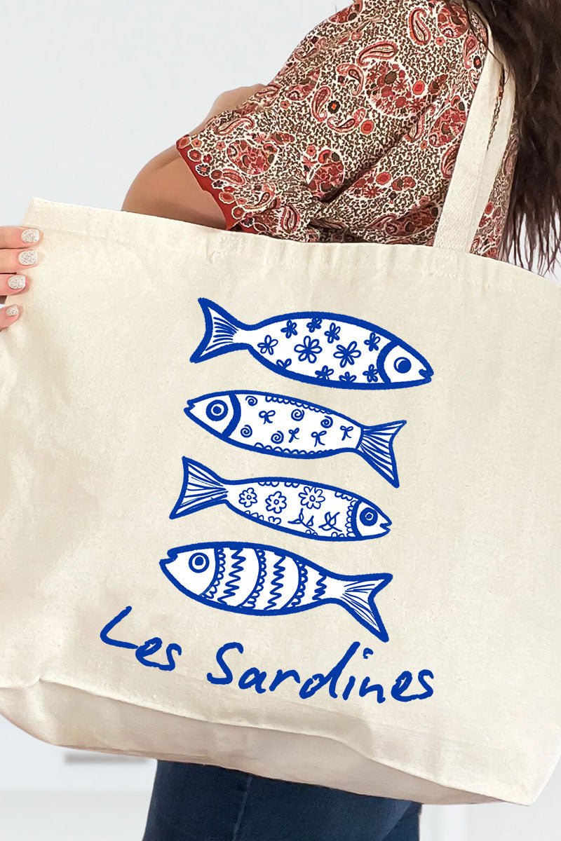 Les Sardines Canvas Jumbo Tote - Wholesale Accessory Market