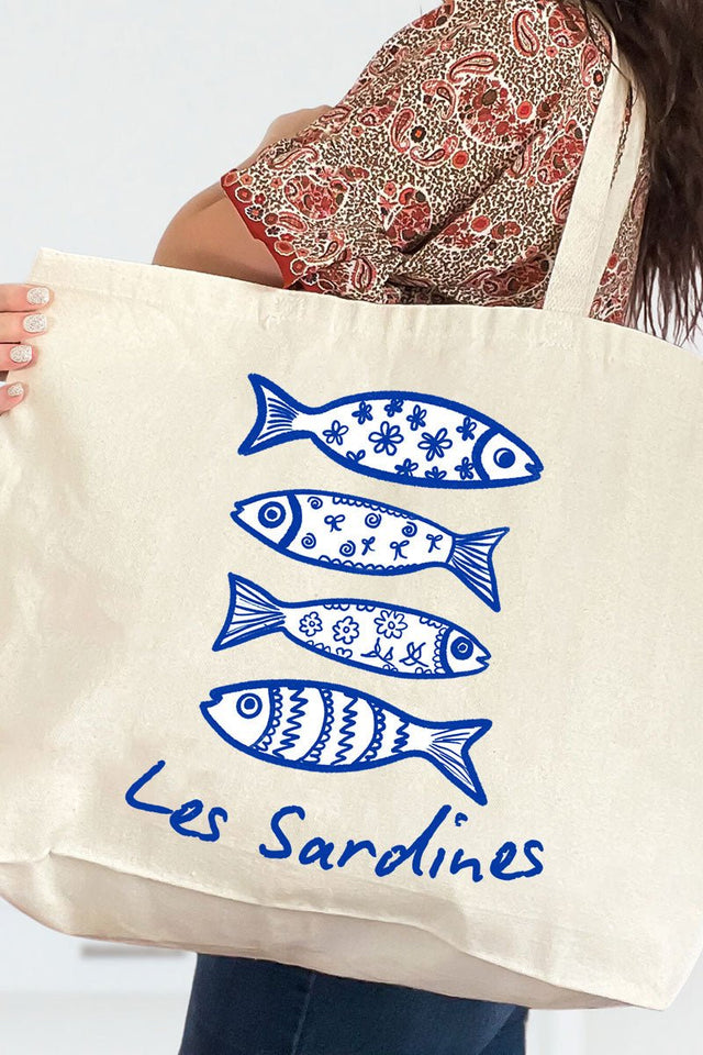 Les Sardines Canvas Jumbo Tote - Wholesale Accessory Market