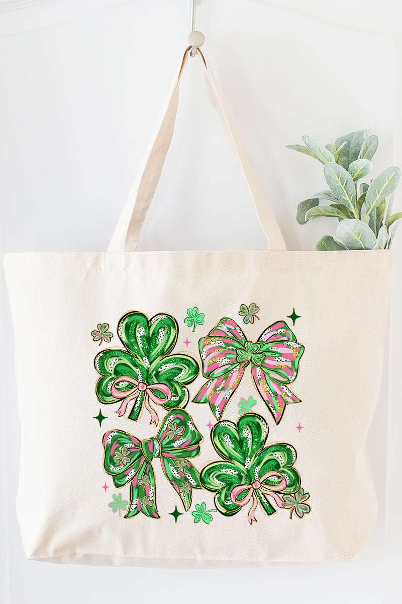 Lucky Luxe Bows Canvas Jumbo Tote - Wholesale Accessory Market