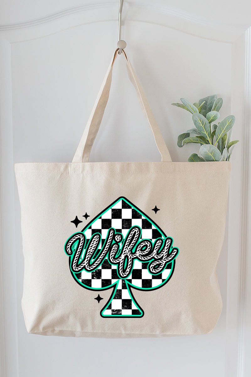 Lucky Spade Wifey Canvas Jumbo Tote - Wholesale Accessory Market