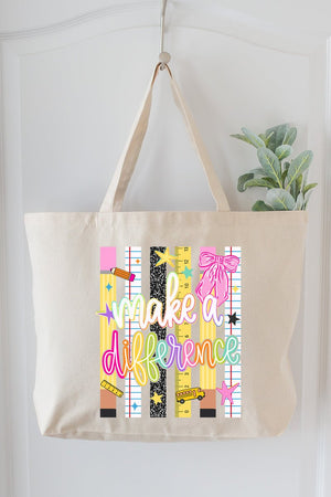 Make A Difference Canvas Jumbo Tote - Wholesale Accessory Market