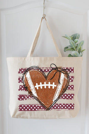 Maroon Football Sweetheart Canvas Jumbo Tote - Wholesale Accessory Market