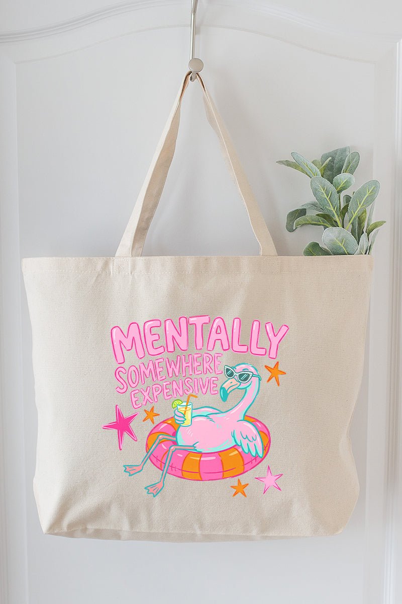 Mentally Somewhere Expensive Canvas Jumbo Tote - Wholesale Accessory Market